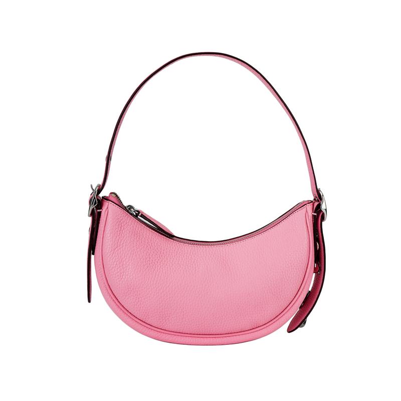 COACH Luna 27 zipper closure soft pebbled leather hand-held crossbody shoulder bag women's floral pink
