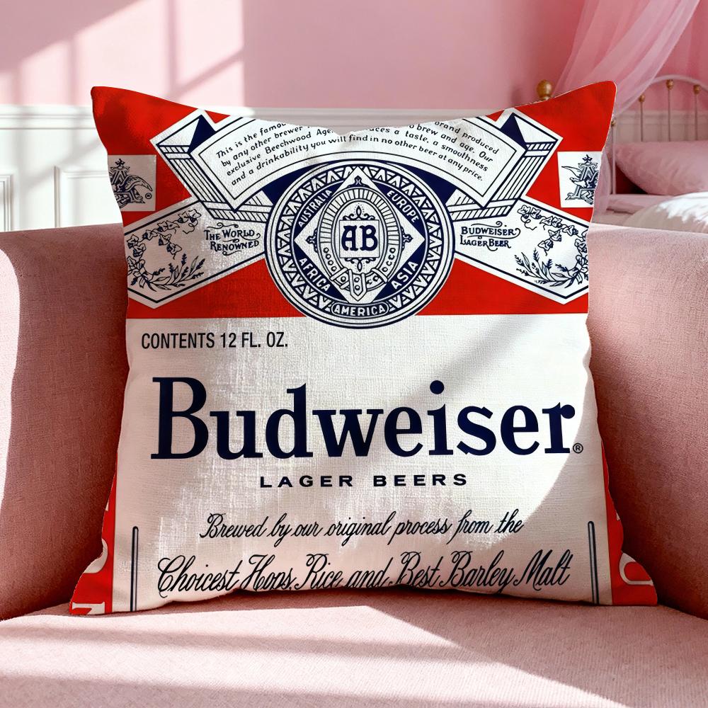 Beverage BBudweiser Cushion Cover Breathable Linen Pillowcase Summer Odorless EcoFriendly Invisible Zipper Washable