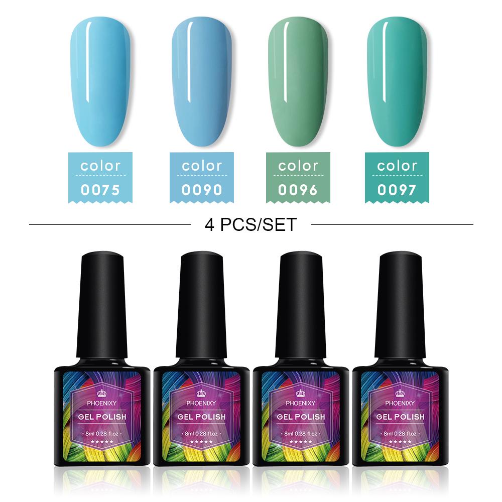 PHOENIXY, 4/12/18 цветов, набор гель-лаков для ногтей, набор гель-лаков для замачивания, маникюр, полупостоянные гибридные лаки, основа и верхний дизайн ногтей