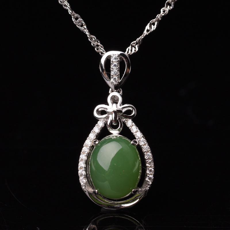 Сертифицированное ожерелье из стерлингового серебра 925 пробы с полым нефритовым кулоном из яшмы - Элегантный подарок для мамы