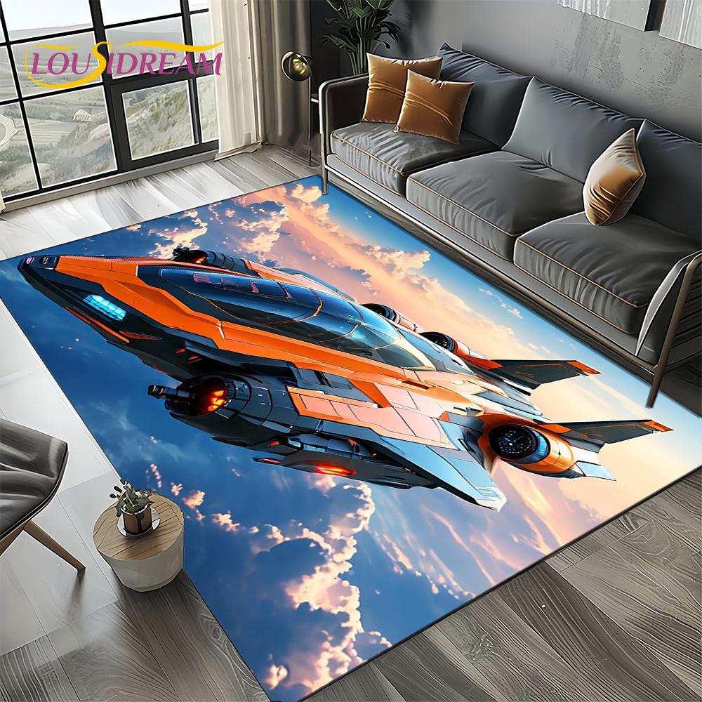 3D Космический Спитфайр Самолет ВВС Реактивный Истребитель Мультяшный Ковер Коврик для Гостиной Спальни Дивана Украшение, Нескользящий Напольный Коврик