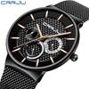 CRRJU New Men's Watch Multi-functional Chronograph Watch Stainless Steel Mesh Belt Men's Watch Fashion