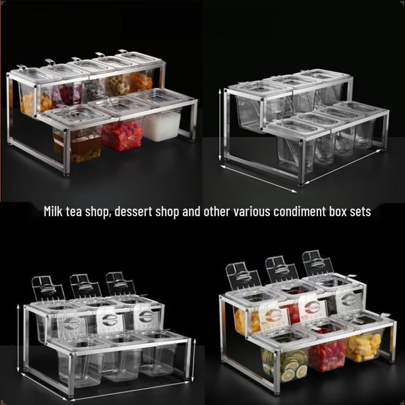 Handon Acrylic 3-Compartment Serving Tray with Slanted Telescopic Rack