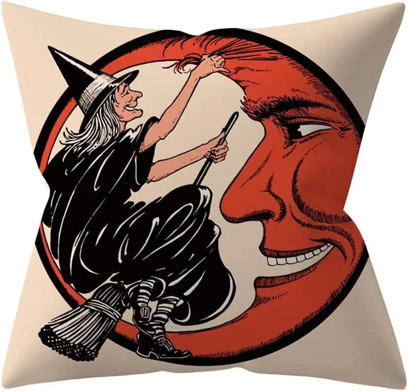 Украшения для вечеринки в честь Хэллоуина, наволочки с принтом тыквы, летучей мыши и паутины для украшения дивана и комнаты дома