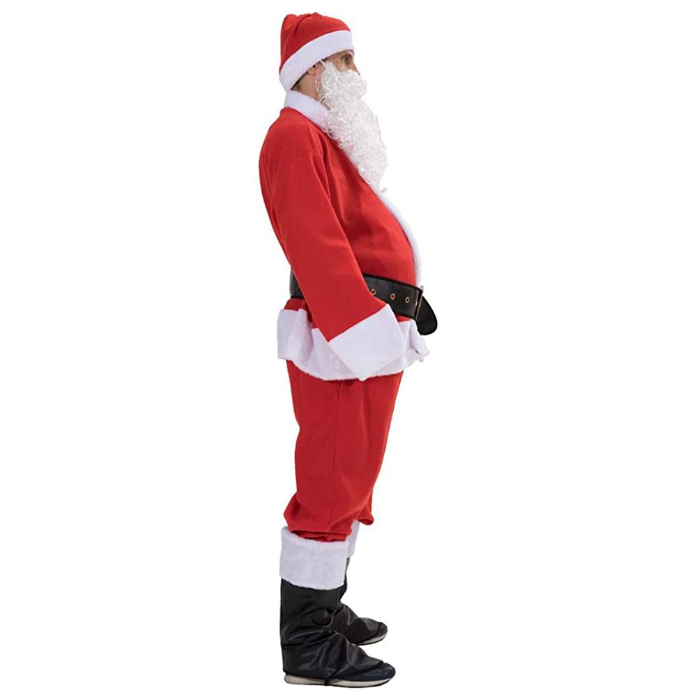 Мужские рождественские костюмы Санта-Клауса, бархатный костюм для взрослых, 7 шт.