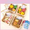 Wooden Simulation Boxed Fruit Bread Sea Food Vegetables Children Toys Set For Kids Imaginative Cooking Fun