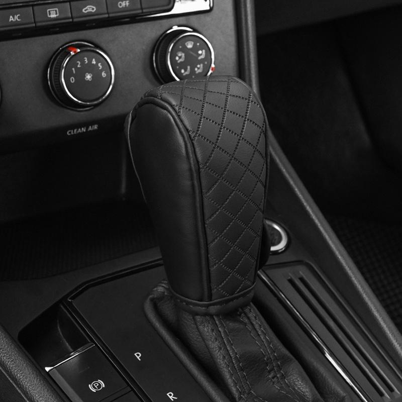 Car Gear Shift Knob Cover Non-Slip Grip Handle Protective Covers PU Leather Shifter Lever Handle Stick Case for Car Interior