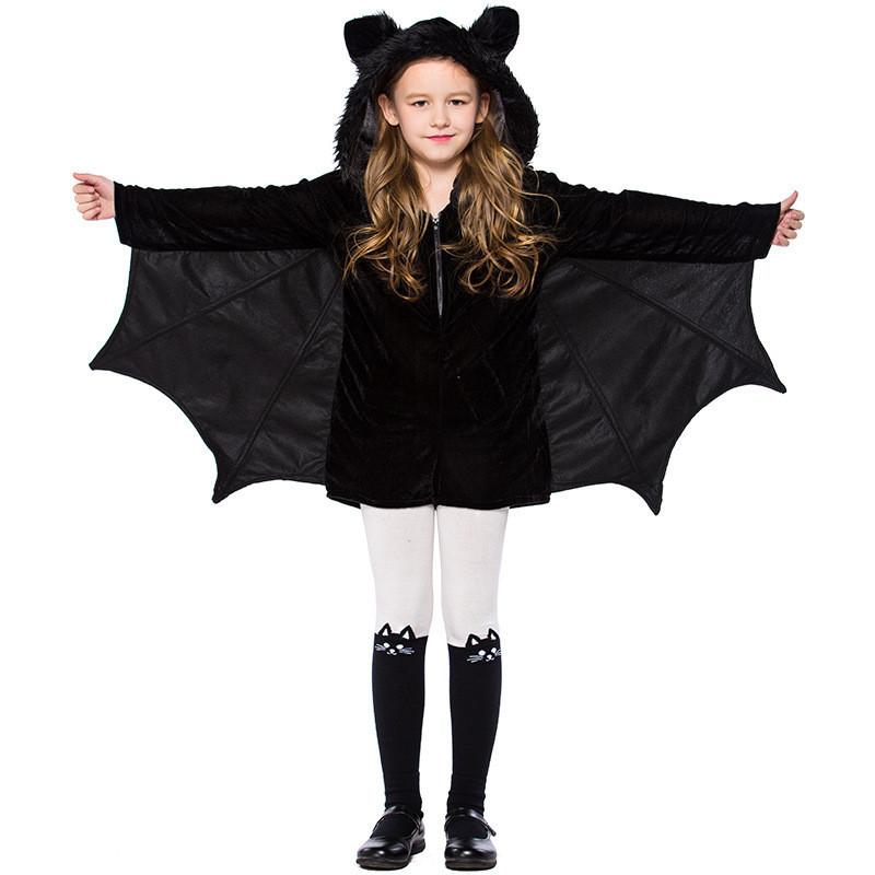 Girls Bat Cosplay Costume With Spandex Blend For Halloween Kids Party Or Stage Shows