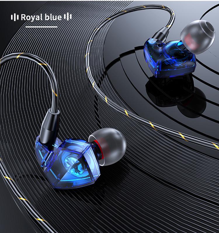 Стерео наушники внутриушные с усиленным проводом и встроенным микрофоном