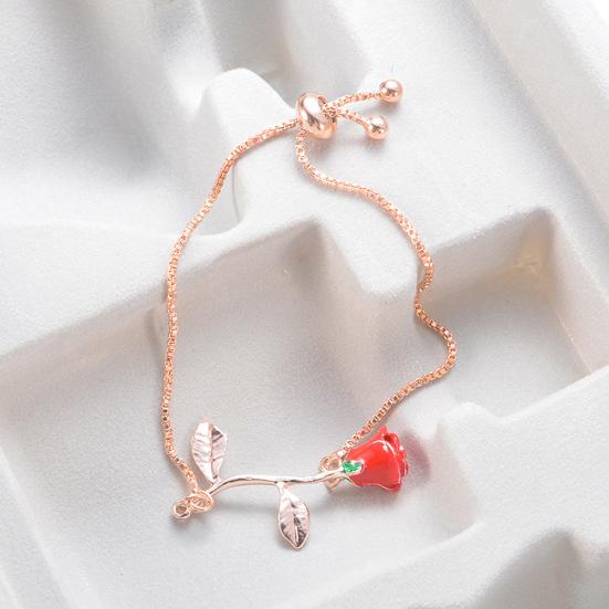 Элегантный браслет с подвеской в ​​виде розы, регулируемый браслет, женский ювелирный подарок