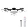 E26/E27 Drone Ceiling Fan Lights 3 Color Stepless Dimming Decorative Ceiling Fanlight Plug-In Fan Light for Kitchen Bedroom