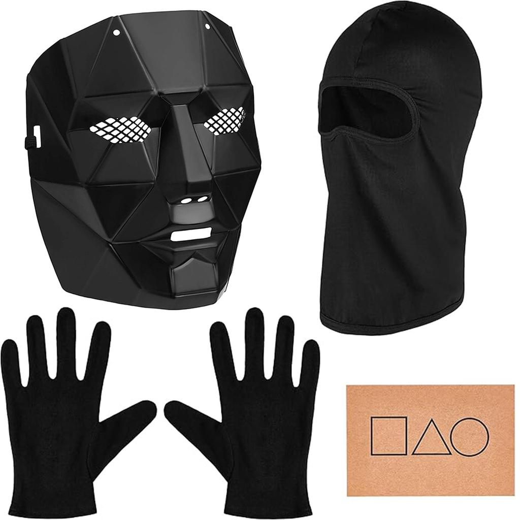 Игровая маска + черные перчатки + черная маска для лица + 1 игральная карта для карнавала для мужчин и женщин, набор из четырех