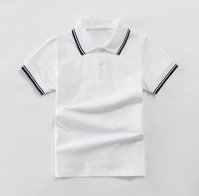 Детская летняя детская одежда с коротким рукавом, средняя и большая детская футболка, хлопковая полосатая рубашка-поло