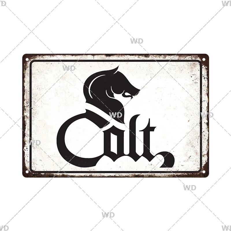 Pistola Co2 Arma Metal Brand Colt Gun Poster Vintage Metal Tin Sign Retro Plaque Plate for Garage Man Cave Tools Wall Decor