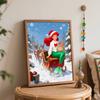 Disney digital oil painting diy oil painting hand painting mermaid Christmas sleigh winter reindeer living room bedroom decoration painting