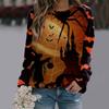 Halloween Fun Series Color Blocked Tops Autumn Winter Women's 3D Printed Long Sleeve T-shirt