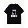 Oversized T-Shirt Black Owl And I M A Hoot Print Casual Wear For Women Summer Outfits Streetwear Fashion