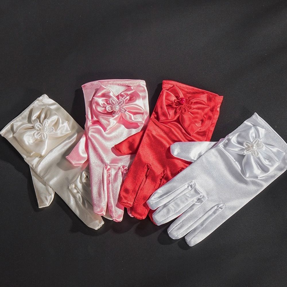 Dance Performance Stage Gloves Full Finger Mittens Wedding Flower Girl's Gloves Princess Gloves