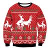 Christmas Sweatshirt Couples Santa Elk Print Long Sleeve Crew Neck Fall Casual Top