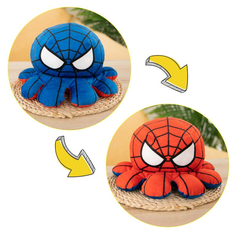 Marvel Heroes Plush Toy Set, Reversible Octopus Spider-Man Captain America Hulk Iron Man, Anime Vacuum Doll