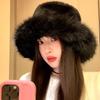 Искусственный мех норки шляпа рыбака для женщин на осень и зиму большой окружности головы плюшевая бархатная шляпа маленькое лицо теплая защита ушей головной убор