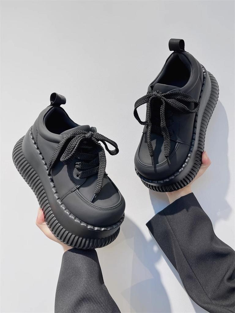 Fashion Leather Shoes Women Platform Wedges Casual Shoes for Women Chunky Sneakers Height Increase Shoes Women Fashion