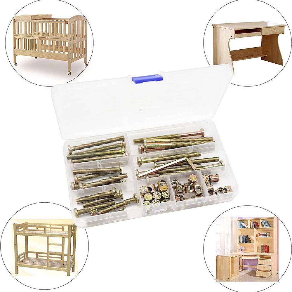 50 шт. Винты с шестигранной головкой, высокоскоростная сталь, бочкообразные гайки, кроватка, двухъярусная кровать, мебельная кроватка