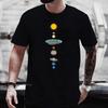 Cosmic Solar System Planets Print Short Sleeve T-Shirt Men  Casual Tee Clothing Loose Oversized Summer Polyester Tops Tshirts