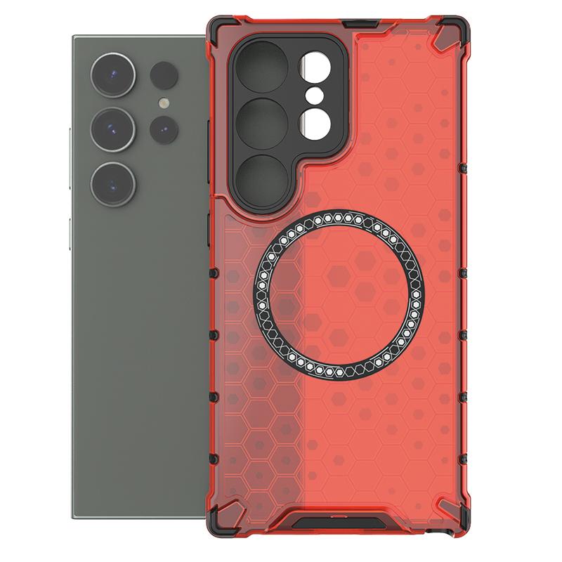 Магнитный беспроводной зарядный бронированный чехол Airbag для Samsung Galaxy S23 S24 Plus Ultra FE A35 A55 5G PC TPU резиновый противоударный чехол