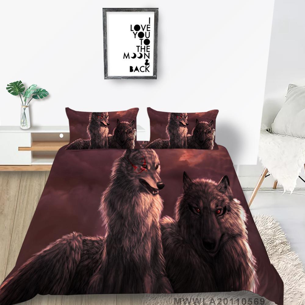 2023 New Style 3D Wolf Printed Single King Size Luxury Duvet Cover Set with Bedding Pillow Home Textiles Duvet Cover Sets