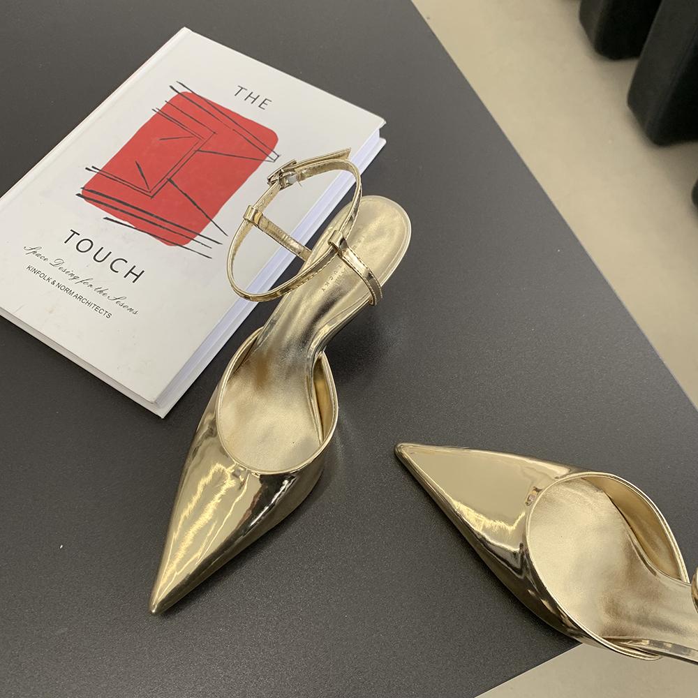 Мода Золотые Черные Серебряные Белые Женские Сандалии Острый Носок Летние Туфли Тонкие Высокие Каблуки Ремешок На Щиколотке Сексуальные Вечерние Гладиаторские Шлепанцы 39