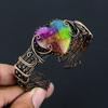 Rainbow Solar Quartz Handmade Copper Wire Wrap Bangle Adjustable M7Y65