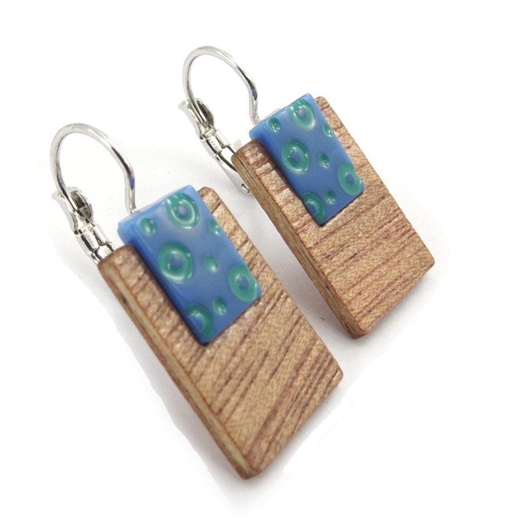 NOA [K0228] - Серьги-пуссеты 'Bora Bora' дизайнерские сине-зеленые