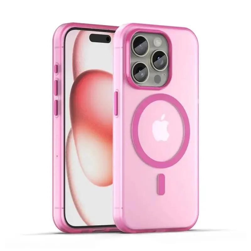 Матовый Прозрачный Ударопрочный Чехол Magsafe Конфетного Цвета Для iPhone 17 Pro Max 16 15 14 Plus 13 12 11 14 Pro Max 17Air 16e Магнитная Крышка