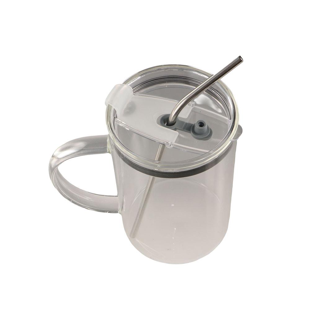 Transparent Glass Tumbler with Lid and Straw Drinking Glass Mug Glass Water Cup  Summer