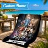 Custom Name Beach Towel Lady Music Performance Microfiber Beach Towel, Lightweight for Summer Travel, Swimming Pool Fan Birthday Gift