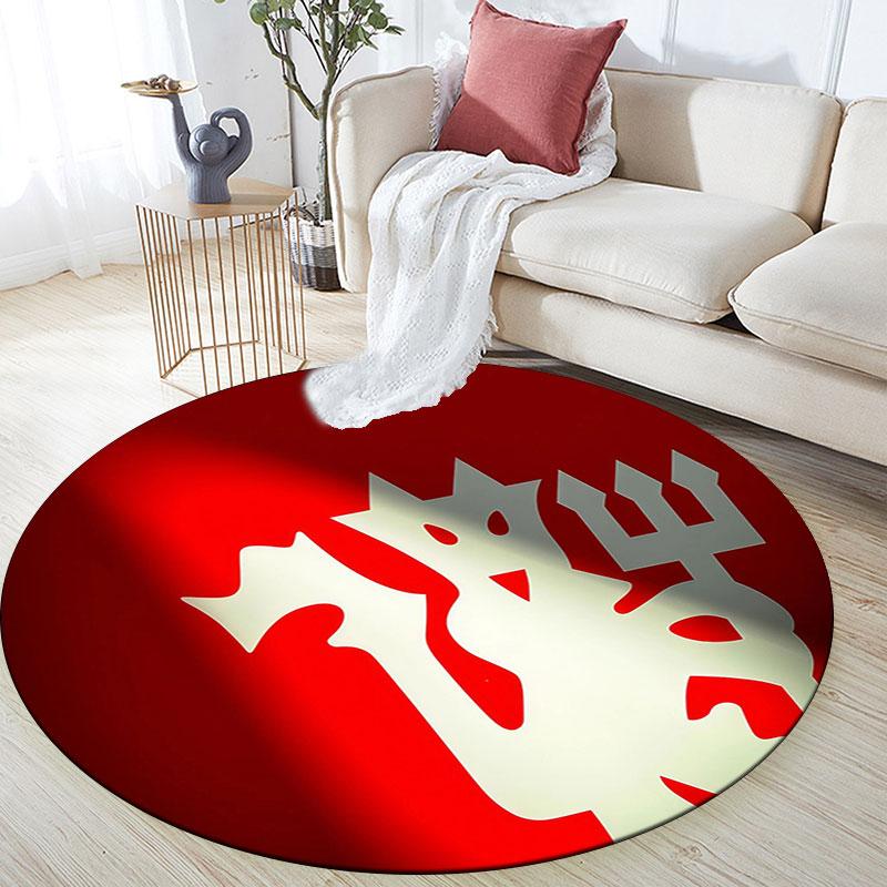Man Utd pattern round rug,Carpet Rug for Living Room Bedroom Playroom ,Non-slip Floor Mat,Holiday Gifts and Birthday Gifts.