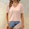 Женская модная футболка с коротким рукавом и V-образным вырезом, свободная повседневная футболка