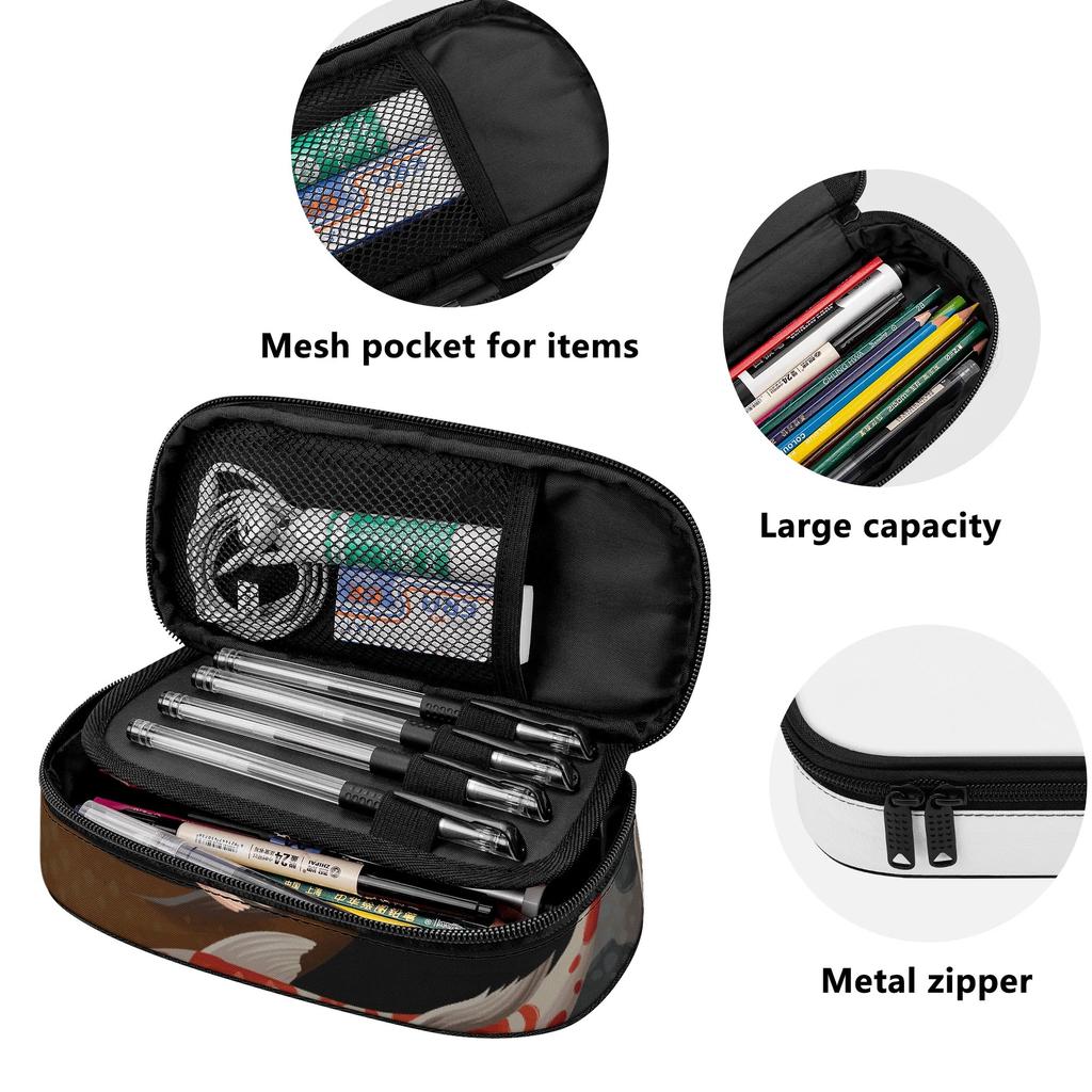Pen Case 300D Polyester Multi Compartment Secure Zipper with Pen Slot Board Mesh Pocket and Large Storage Section for Students
