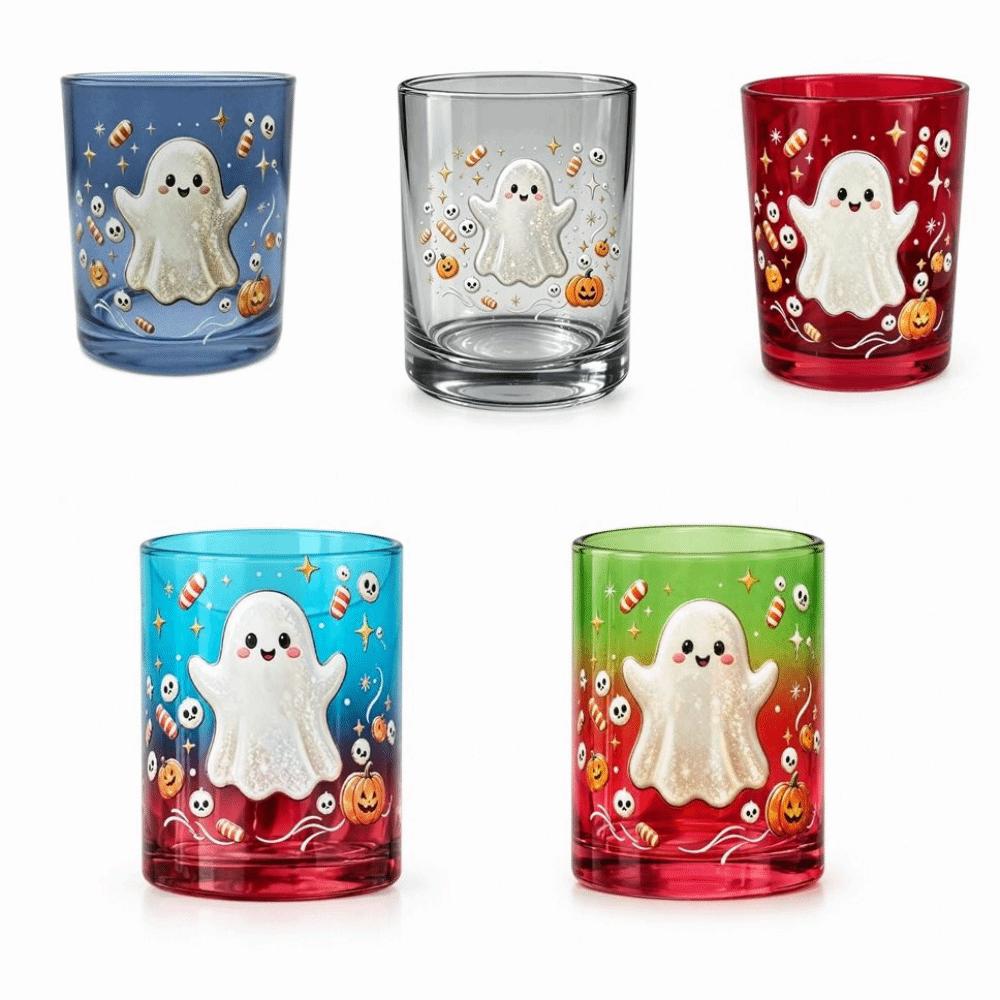 Pumpkin Skull Print Ghost Glass Cup Decorations Drinkware Gothic Halloween Glass Home Decor
