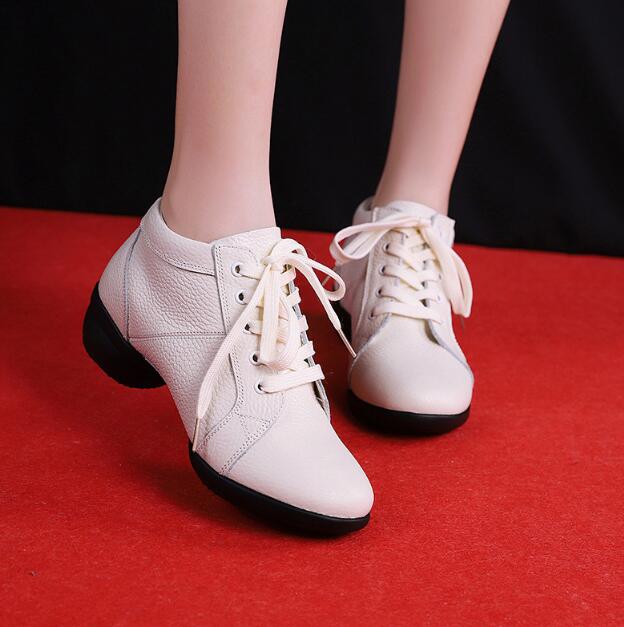 Woman Latin Jazz Ballroom Modern Dance Shoes Soft Sole Breath Genuine Leather Women Dance Shoe High Heels Ladies Dance Sneakers