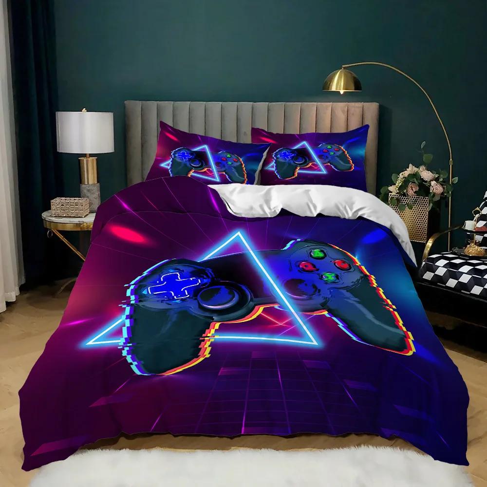 Game Handle Duvet Cover Set for Boy Kids Teen Bedding Set Twin Size Print Playing Game Equipment Quilt Cover Wiht Pillowcases