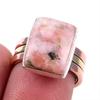 Натуральный родонит, драгоценный камень 925, твердое серебро, ювелирные изделия, двухцветное кольцо S.6.5US R0A68