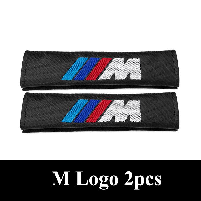 OSTB7 2pcs Carbon Leather Seat Belt Covers Car Accessories For BMW M E39 E46 E90 E60 F10 F20 F30 F34 F01 G20 G30 X1 X3 X5 X6 M3 M4 M5