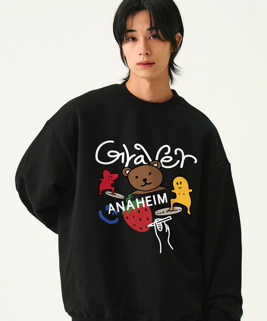 GRAVER [Unisex] Graphic Sketch Sweatshirt_Black