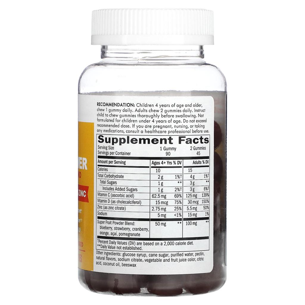 Nature'S Way, Immune Power, Triple Action Blend, Strawberry-Orange Flavor, 90 Gummies