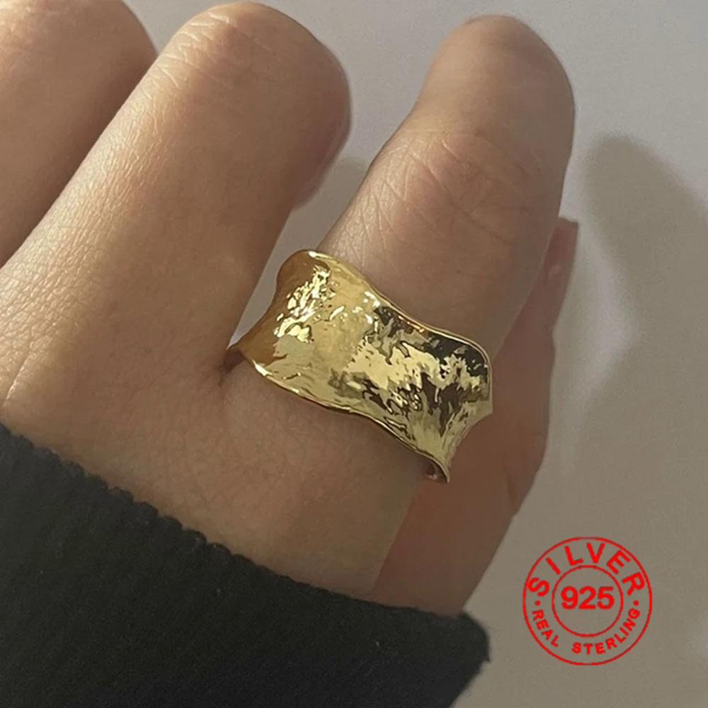 BF CLUB Кольца Серебристого Цвета для Женщин Модные Геометрические Ручной Работы Неправильные Блестящие Золотое Кольцо Вечеринка Рождественский Подарок