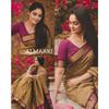 Silk Saree from the ALMAARI Store Is Adorned with Beautiful Zari Work In Form of Traditional Motifs.