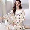 Пижамный комплект для женщин весна-осень плюс размер студенческий мультфильм повседневные брюки с длинными рукавами домашняя одежда комплект в наличии