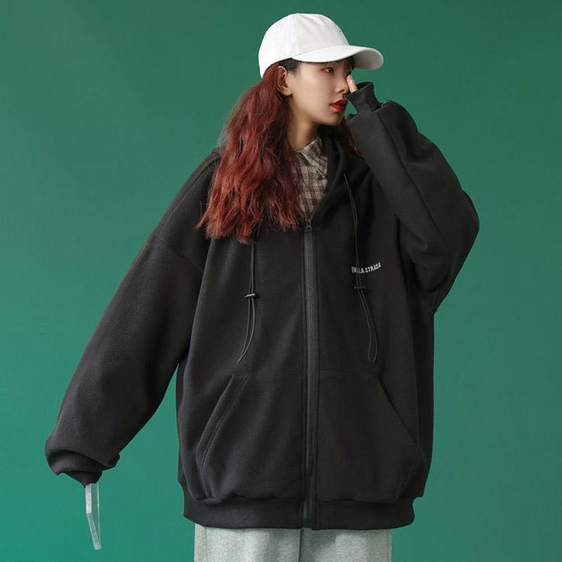 Весенне-осенний стиль, свободный универсальный спортивный кардиган на молнии, свитер с капюшоном, женское пальто
